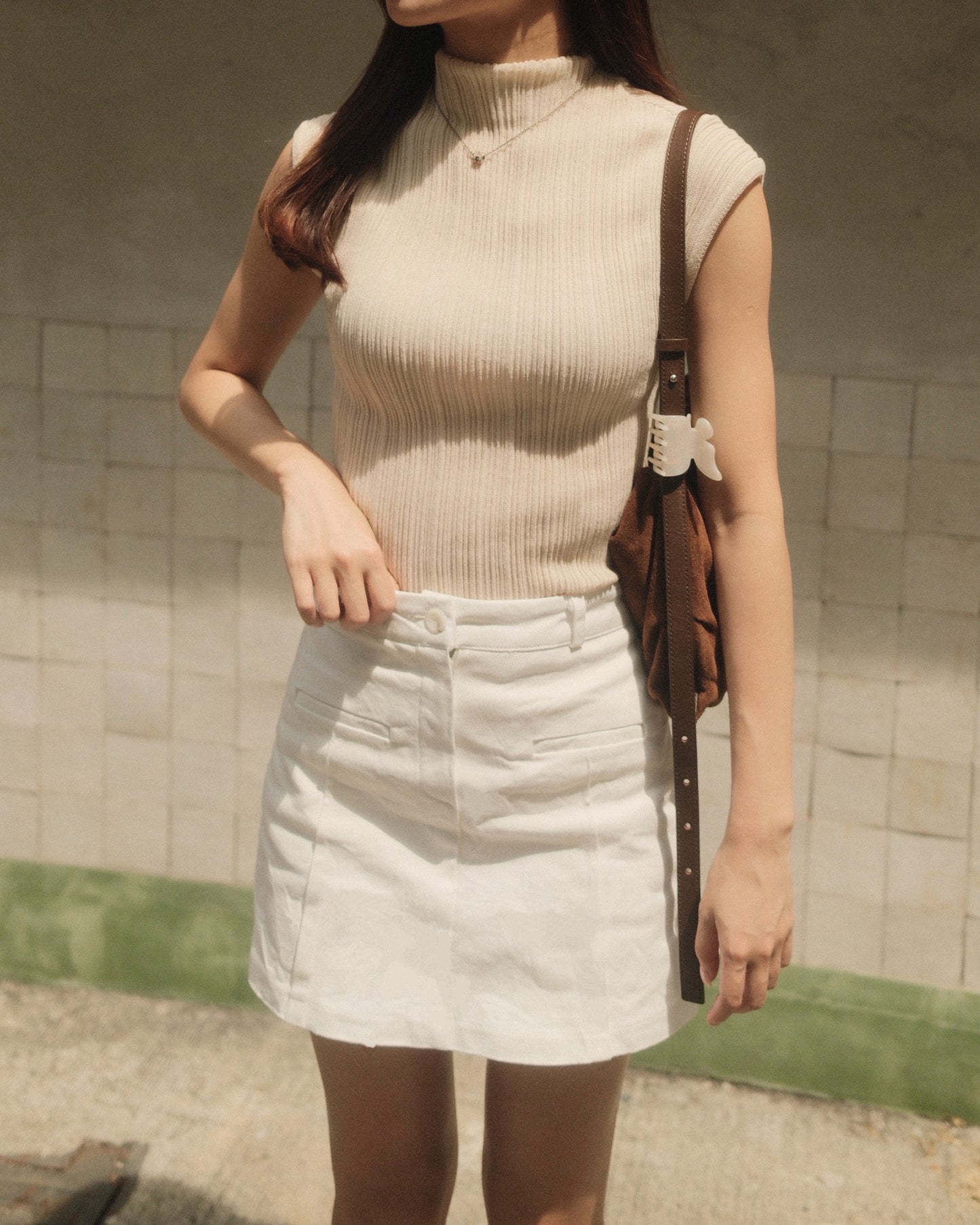 Ella Textured Mock Neck Top