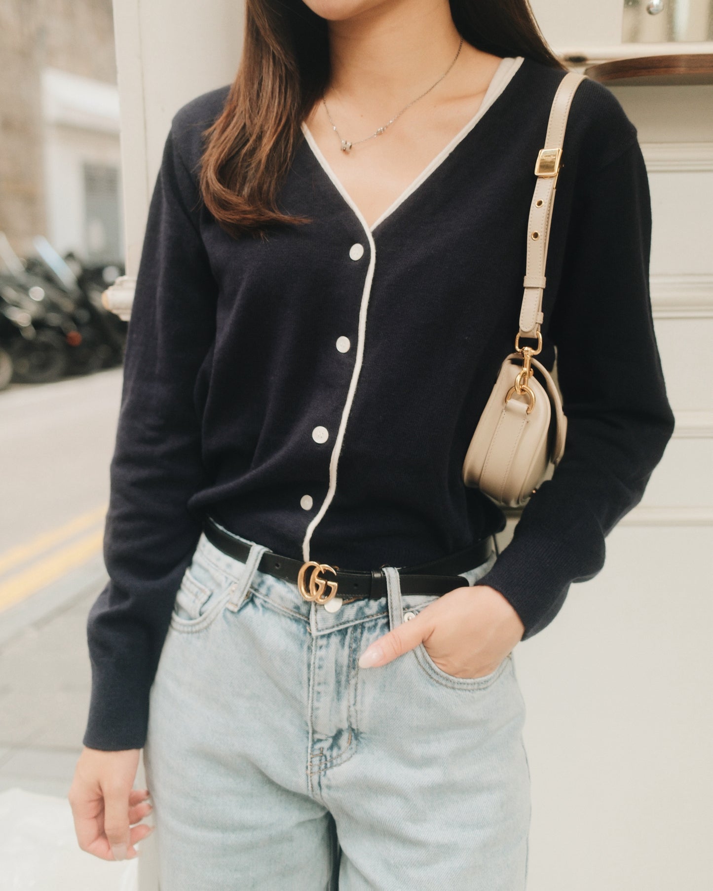 Jane V Neck Contrast Cardigan