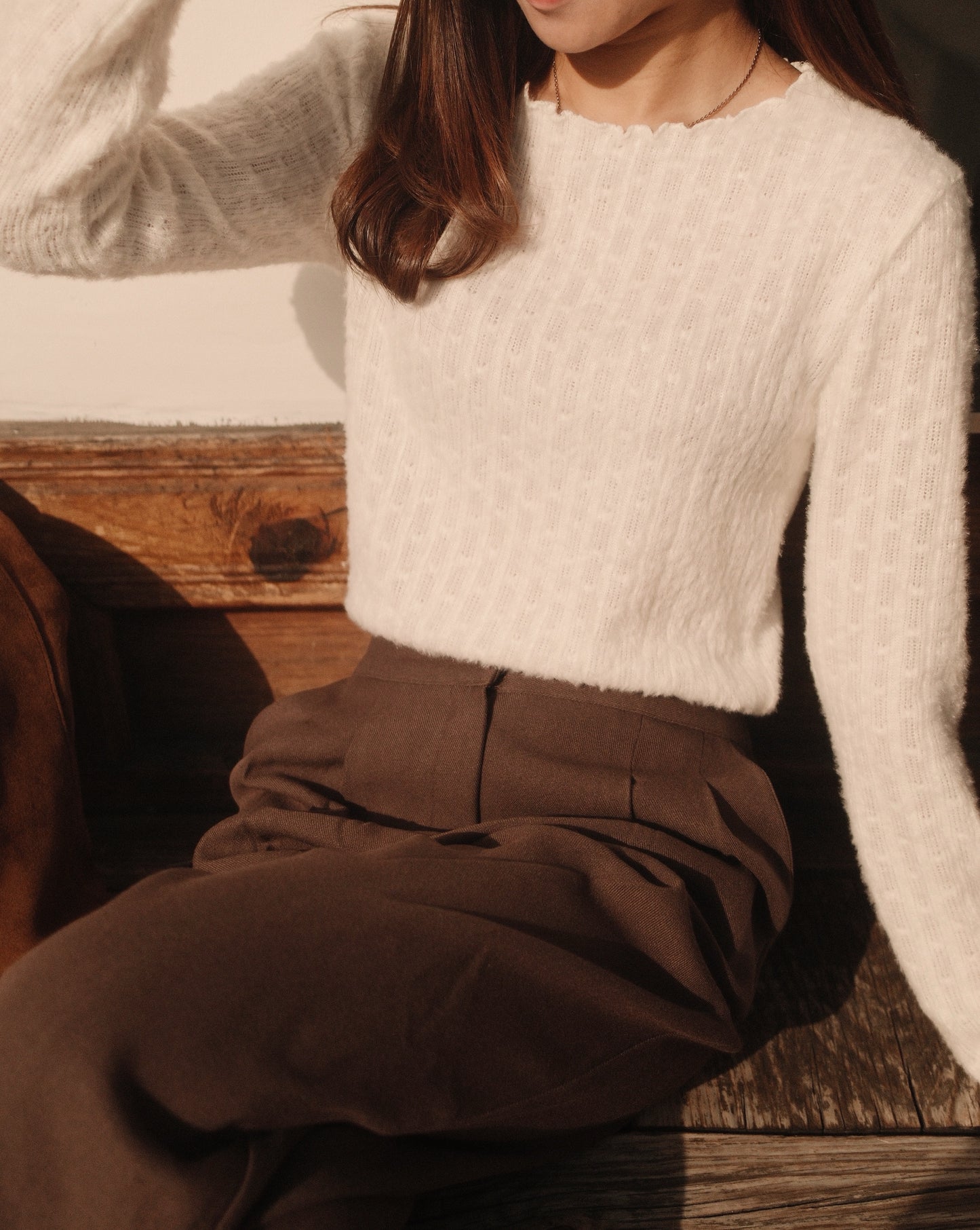 Menton Ruffle Fuzzy Sweater