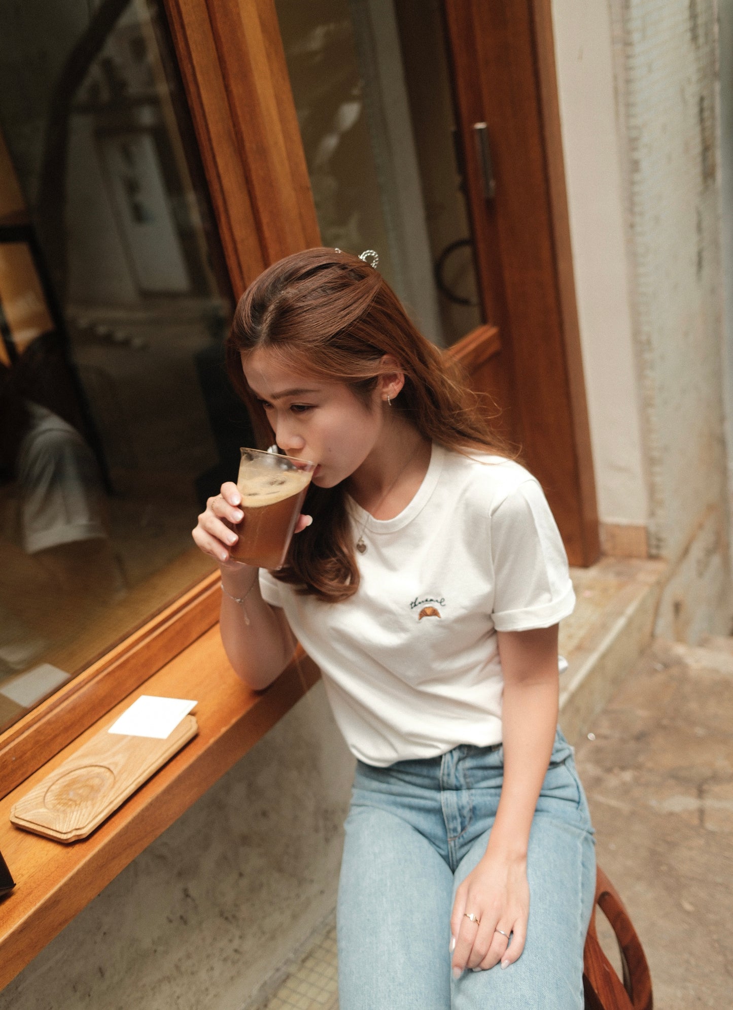 Croissant Embroidered Tee