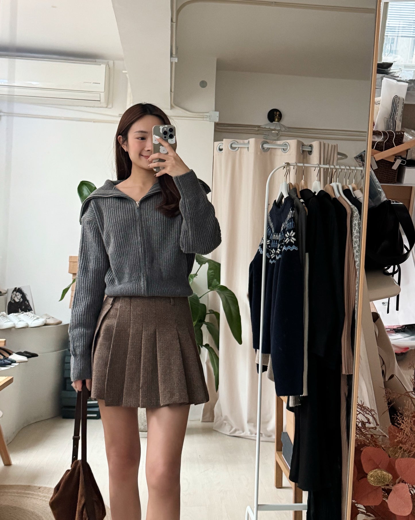 Zip Collared Knit Sweater