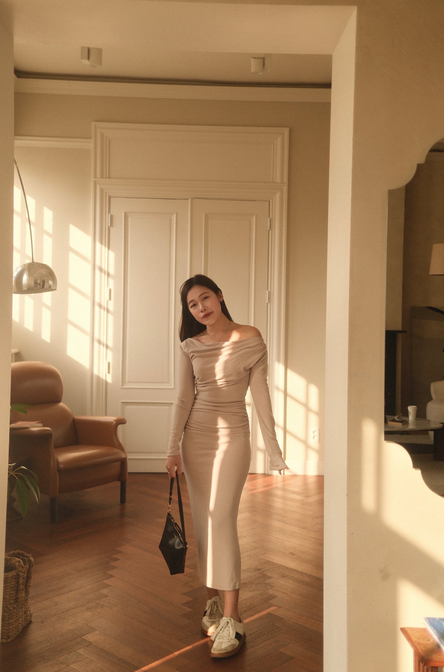 Celine Ruched Bodycon Midi Dress