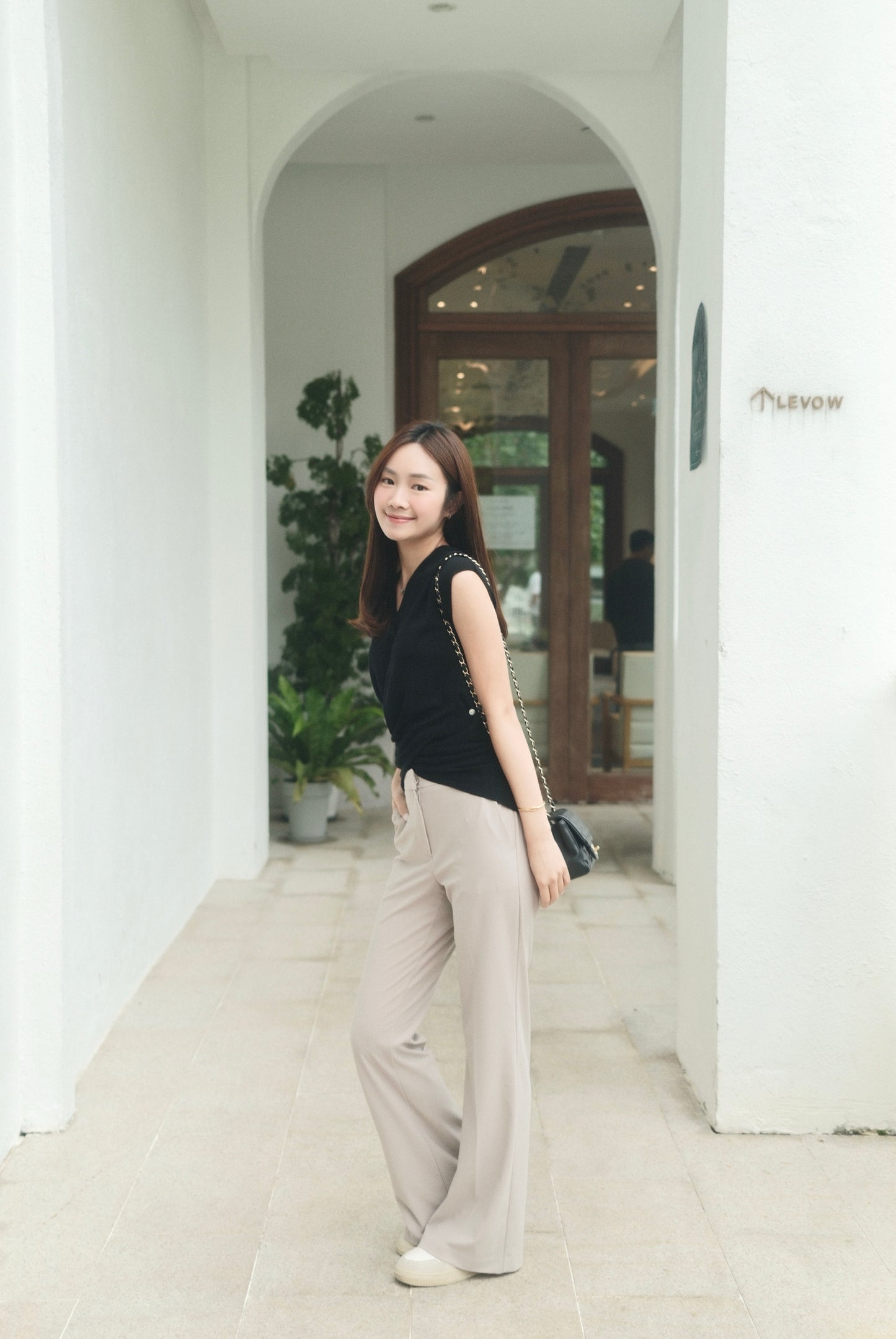 Freya High Waist Crepe Straight Pants