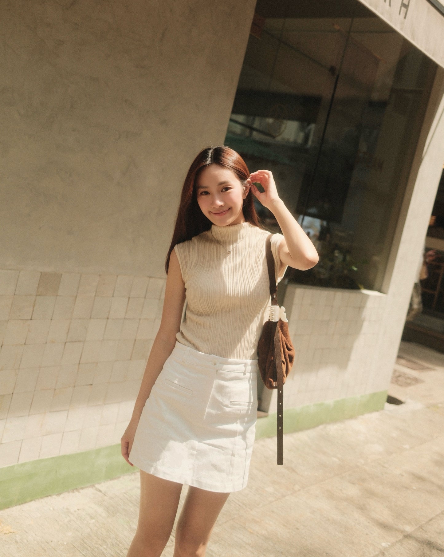 Ella Textured Mock Neck Top