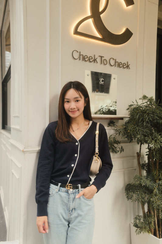 Jane V Neck Contrast Cardigan