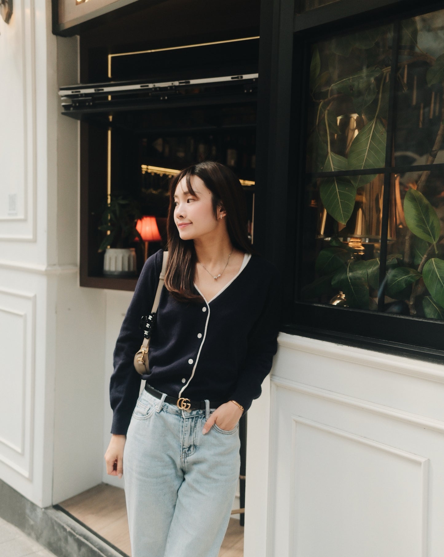 Jane V Neck Contrast Cardigan