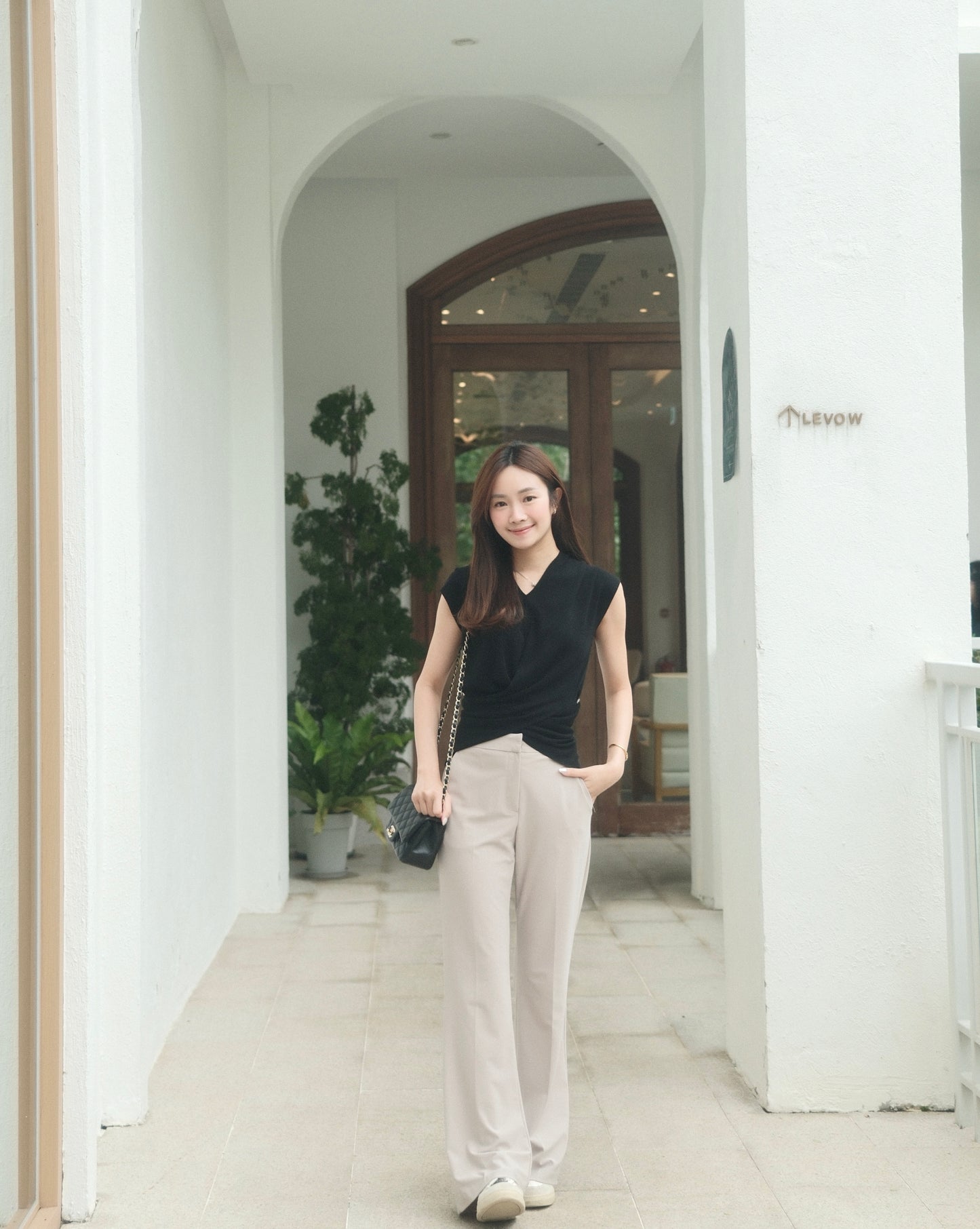 Freya High Waist Crepe Straight Pants