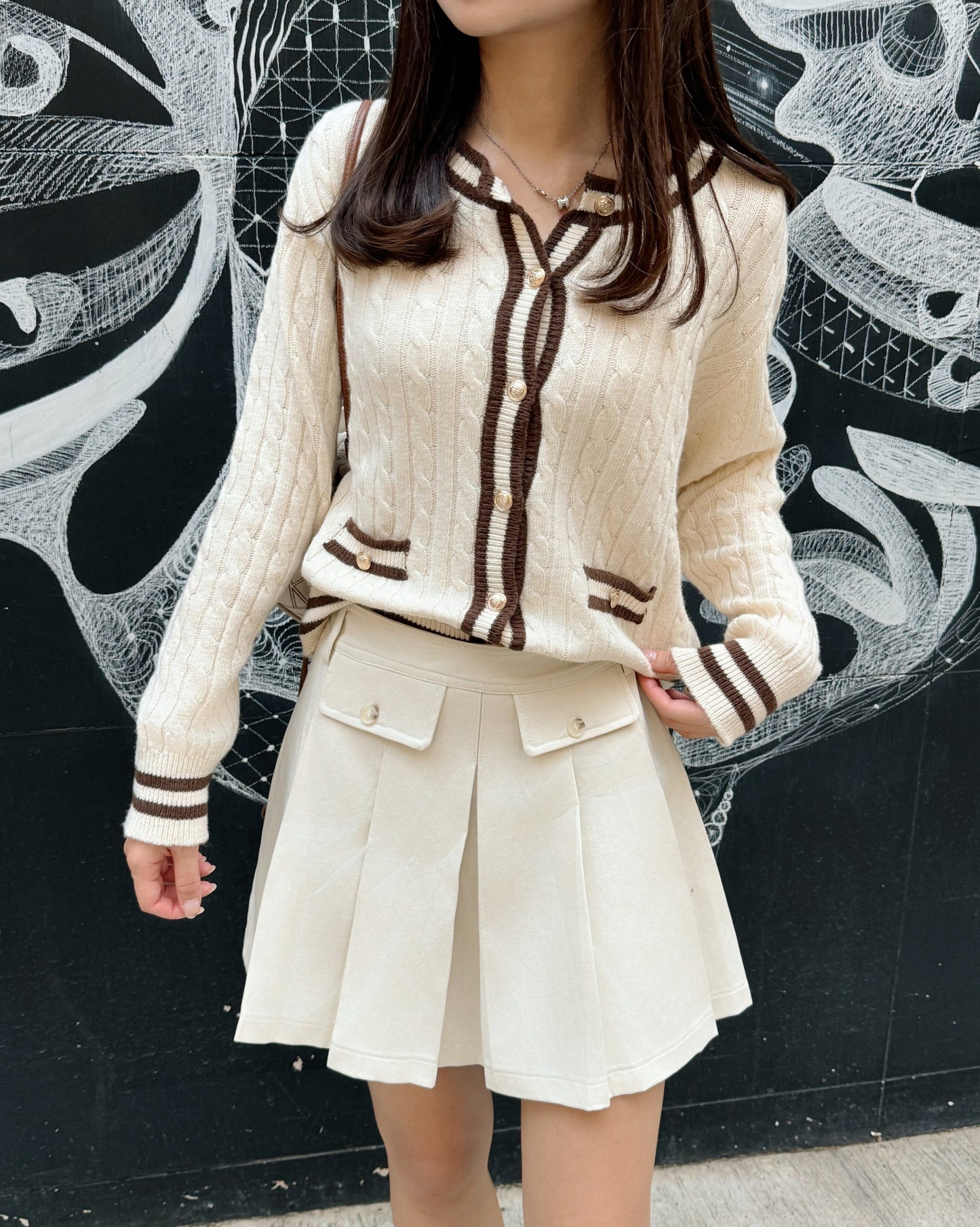 Wool Cable Knit Cardigan Sweater