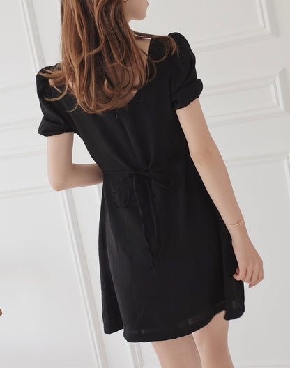 Tie Back Puff Sleeve Mini Dress