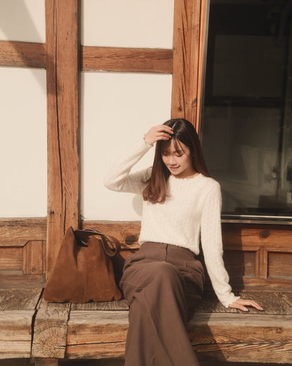 Menton Ruffle Fuzzy Sweater