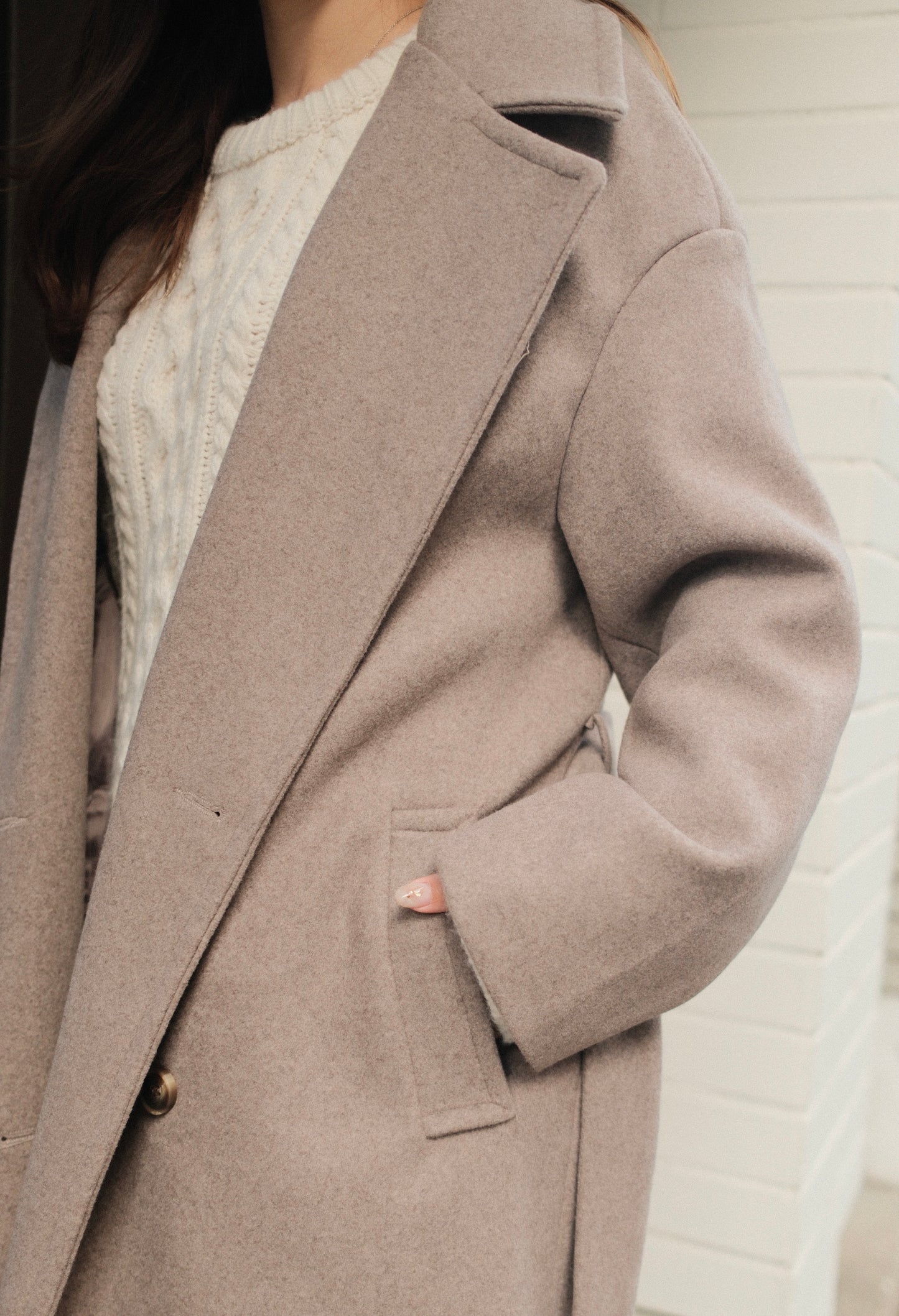 Wool-Blend Belted Long Coat