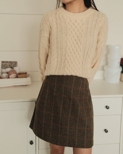 Alpaca Wool Blend Cableknit Sweater