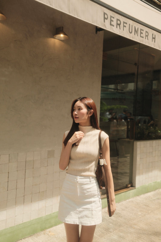 Ella Textured Mock Neck Top