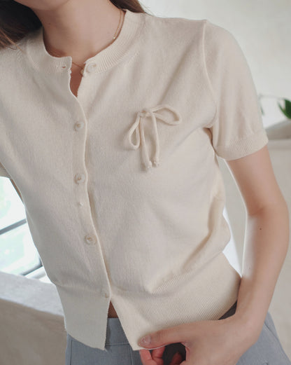 Ribbon Short Sleeve Sweater