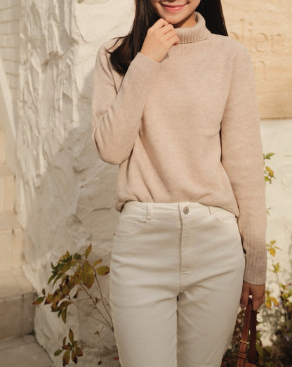 100% Wool Soft Mixed Yarn Turtleneck Sweater