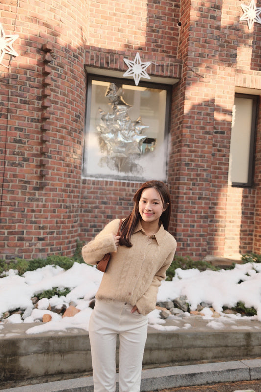 Fuzzy Cable Knit Cardigan