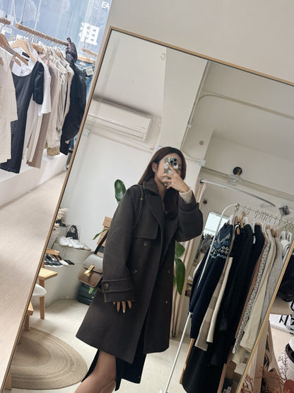 Wool-Blend Belted Trench Coat