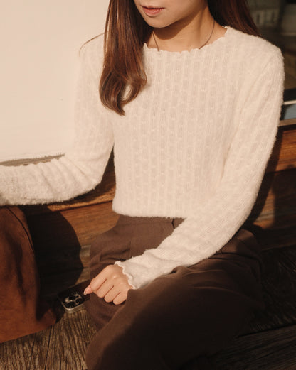 Menton Ruffle Fuzzy Sweater