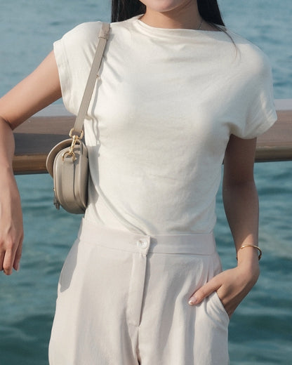 Soft Cap Sleeve Boatneck Top