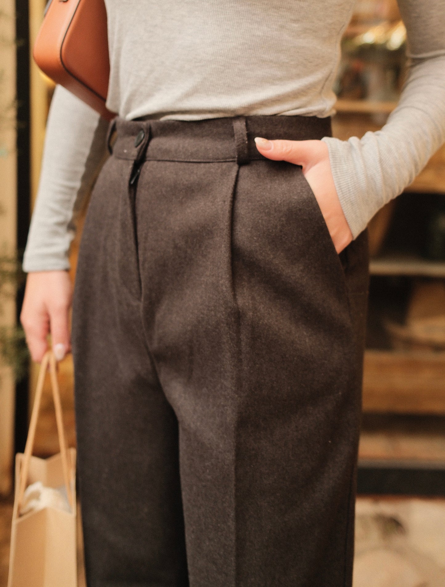 Wool Straight Leg Pants