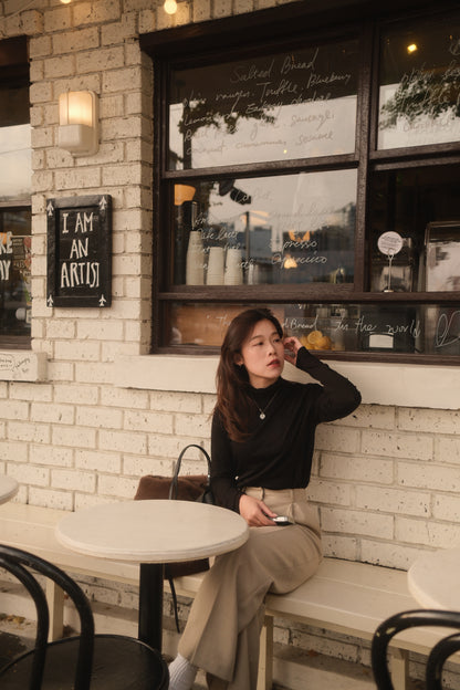 Tencel Wool Turtleneck Top