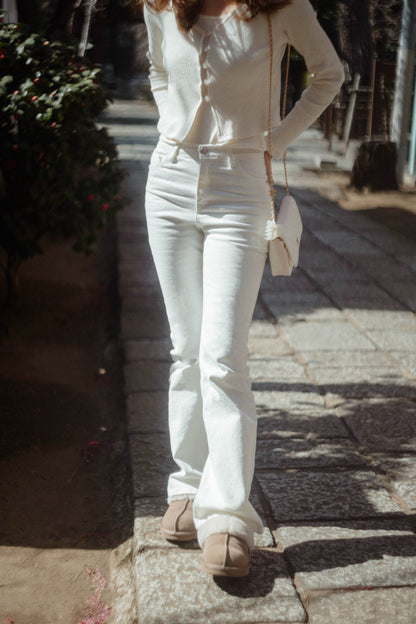 Highrise White Flare Jeans