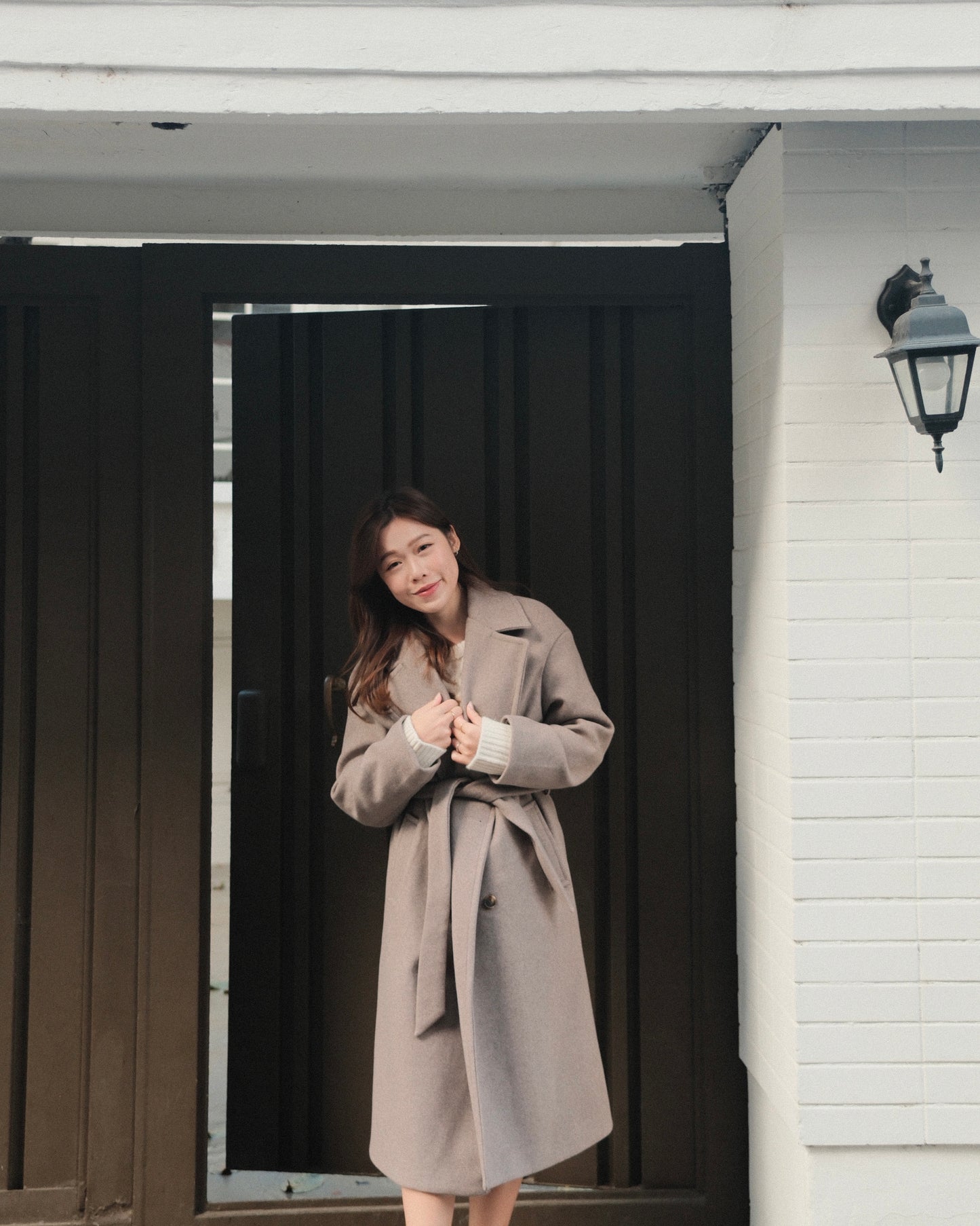 Wool-Blend Belted Long Coat