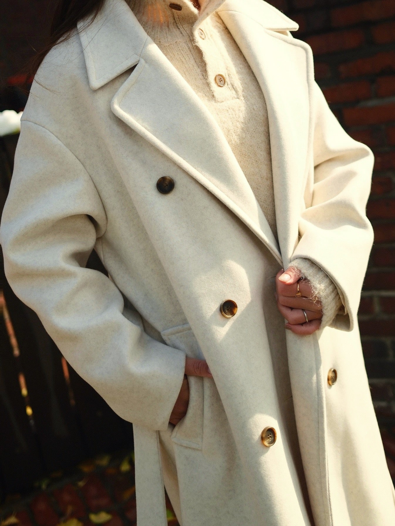 Wool-Blend Belted Long Coat