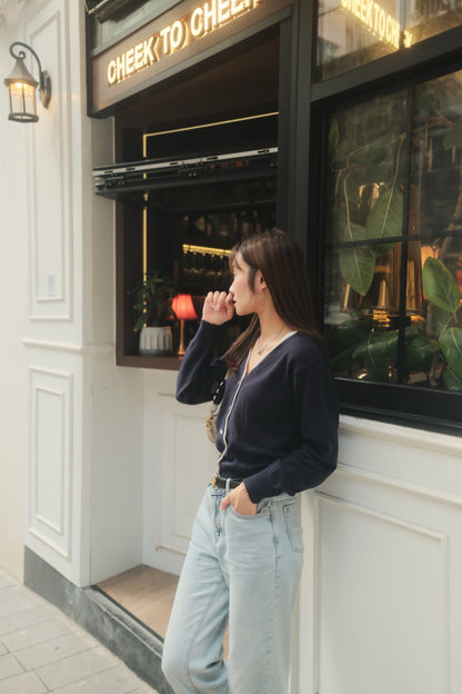 Jane V Neck Contrast Cardigan