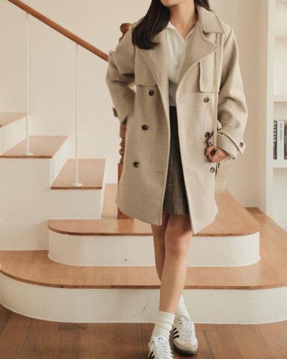 Wool-Blend Belted Trench Coat