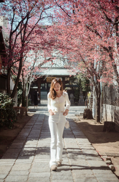 Highrise White Flare Jeans