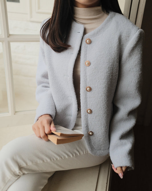 Premium Tweed Collarless Jacket