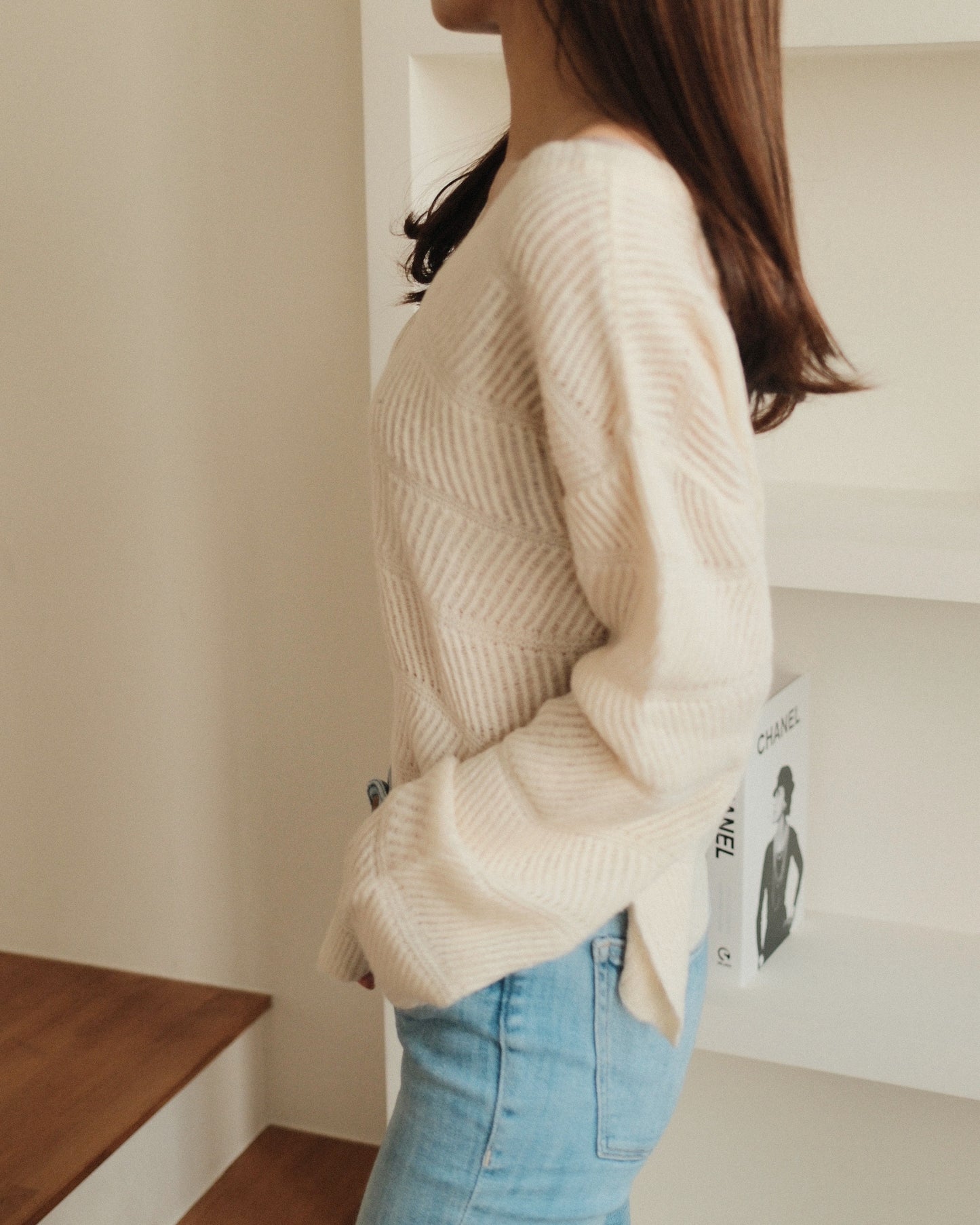 V Neck Texture Sweater