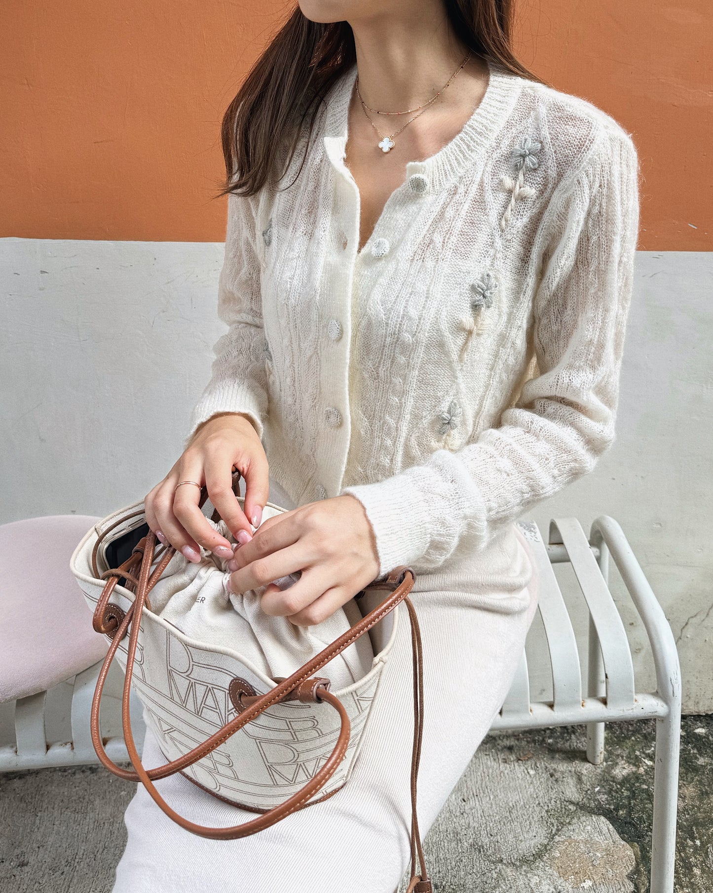 Mohair Embroidered Cardigan Top