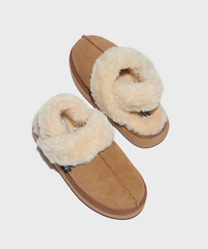 Cloudy Platform Fur Slingback