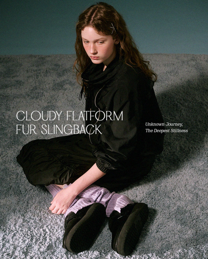 Cloudy Platform Fur Slingback